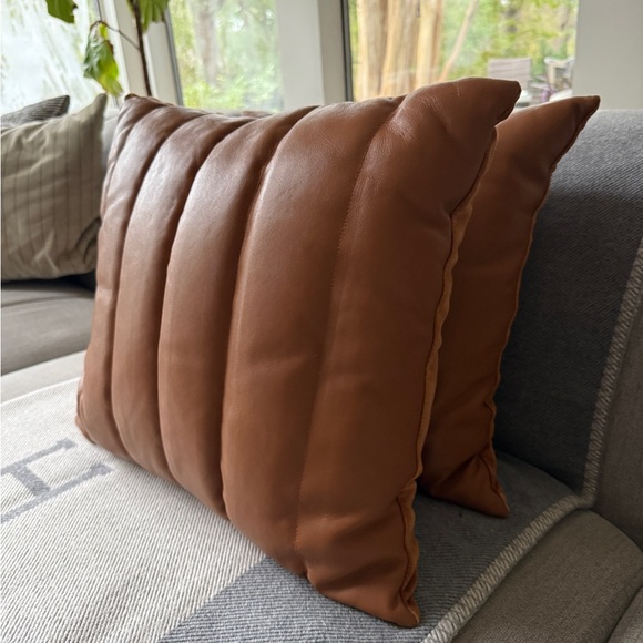 CB2 Izzie Leather Throw Pillow